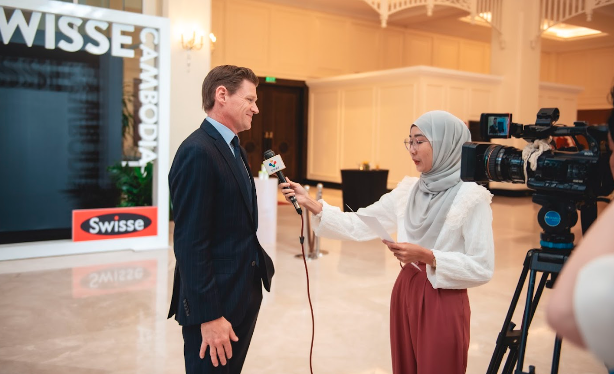 Media interview at the Swisse Cambodia launch