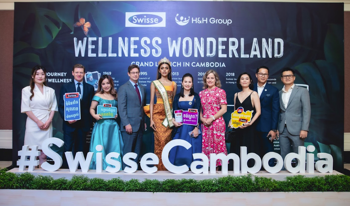 Stage group moment at the Swisse Cambodia launch